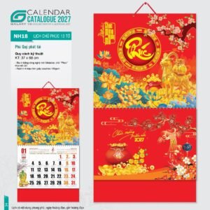Lịch Bìa Treo 2027 NH Mẫu NH1819 (37 x 68cm) Quà Tết Truyền Thống Gốm Sứ & Lịch in logo doanh nghiệp quà tặng Tết tại Gốm Sứ Bát Tràng & Quà Tết