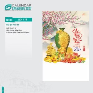 Lịch Treo Tường Lò Xo 7 Tờ 2027 NH Mẫu NH34 (40 x 60cm) Quà Tết Truyền Thống Gốm Sứ & Lịch in logo doanh nghiệp quà tặng Tết tại Gốm Sứ Bát Tràng & Quà Tết