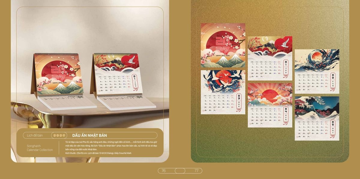 Lịch Bloc Cao Cấp SH 2027 SH33 Quà Tết Truyền Thống Gốm Sứ & Lịch