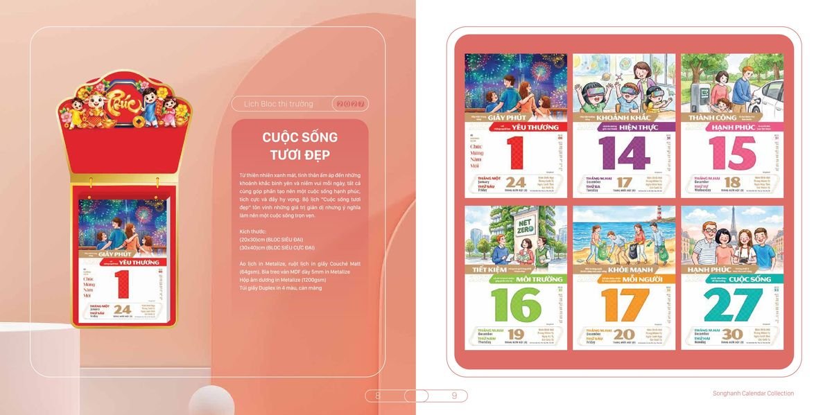 Lịch Bloc Cao Cấp SH 2027 SH45 Quà Tết Truyền Thống Gốm Sứ & Lịch