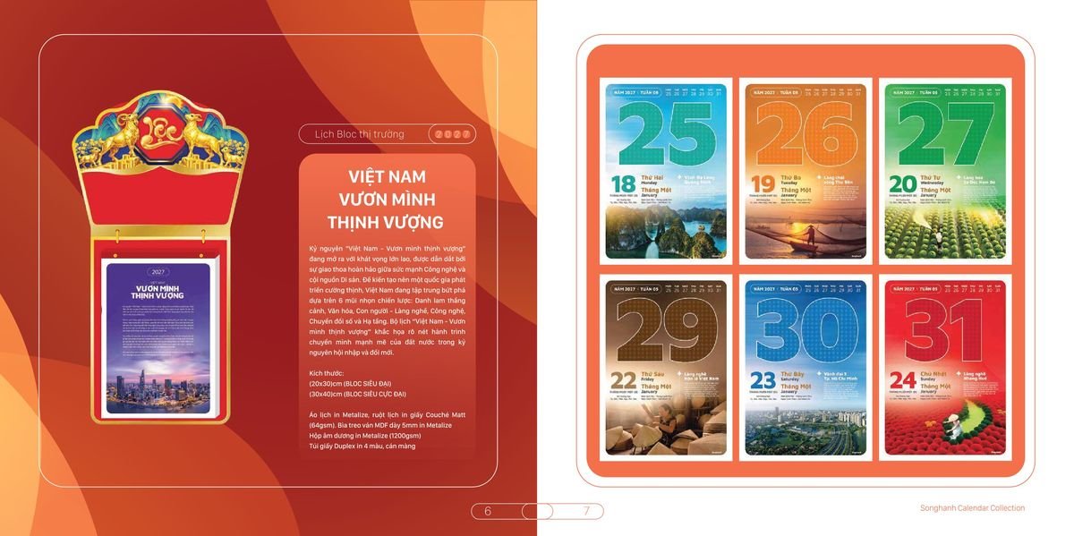 Lịch Bloc Cao Cấp SH 2027 SH46 Quà Tết Truyền Thống Gốm Sứ & Lịch