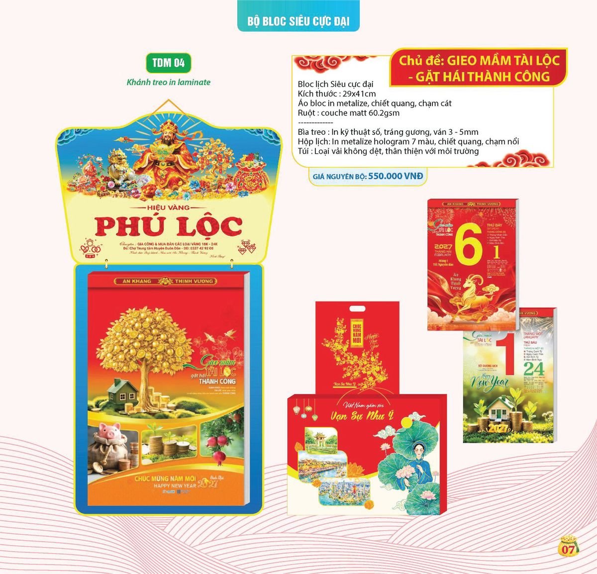 Lịch Bloc Siêu Cực Đại 2027 TDM04 Quà Tết Truyền Thống Gốm Sứ & Lịch