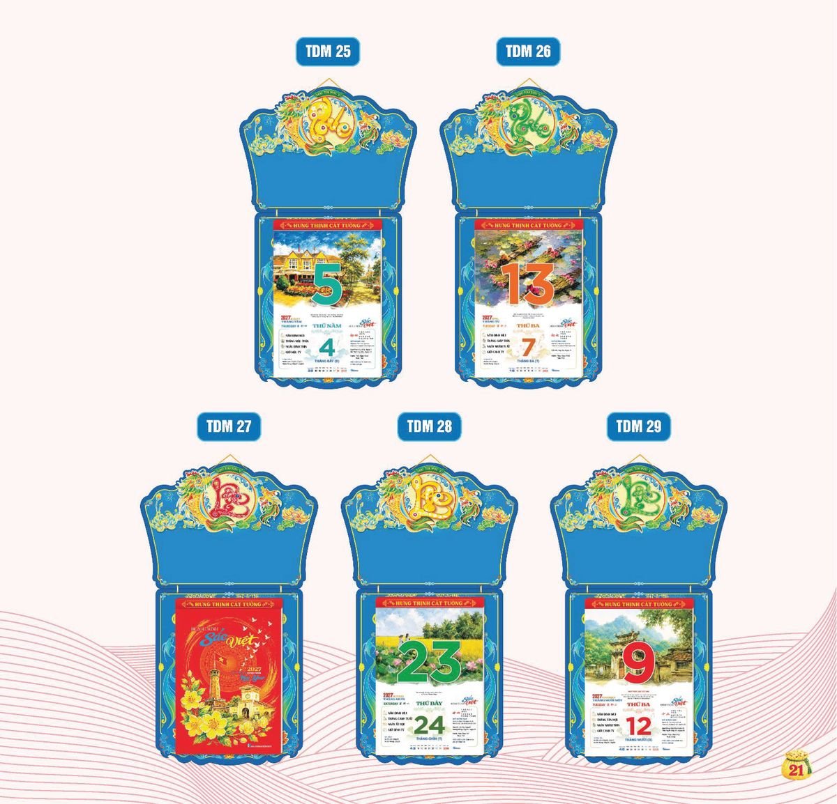 Lịch Bloc Siêu Cực Đại 2027 TDM18 Quà Tết Truyền Thống Gốm Sứ & Lịch