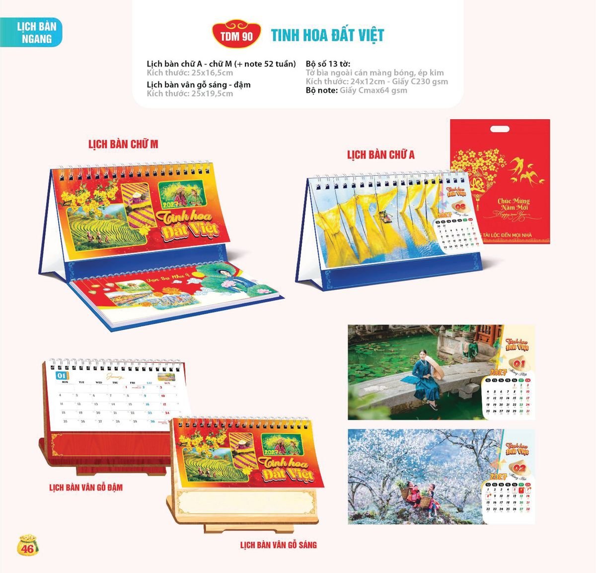 Lịch Bloc Siêu Cực Đại 2027 TDM43 Quà Tết Truyền Thống Gốm Sứ & Lịch