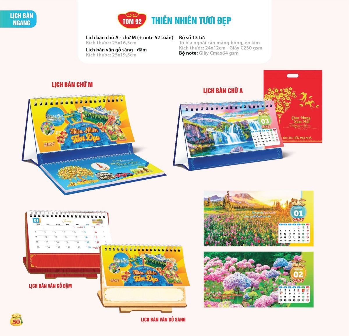 Lịch Bloc Siêu Cực Đại 2027 TDM47 Quà Tết Truyền Thống Gốm Sứ & Lịch