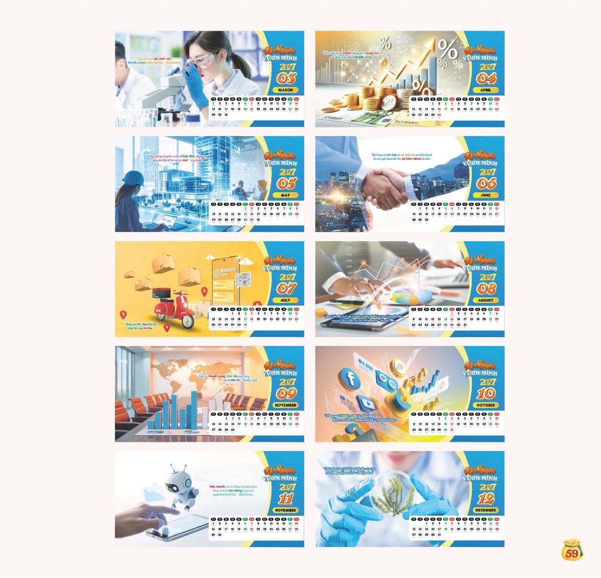 Lịch Bloc Siêu Cực Đại 2027 TDM57 Quà Tết Truyền Thống Gốm Sứ & Lịch