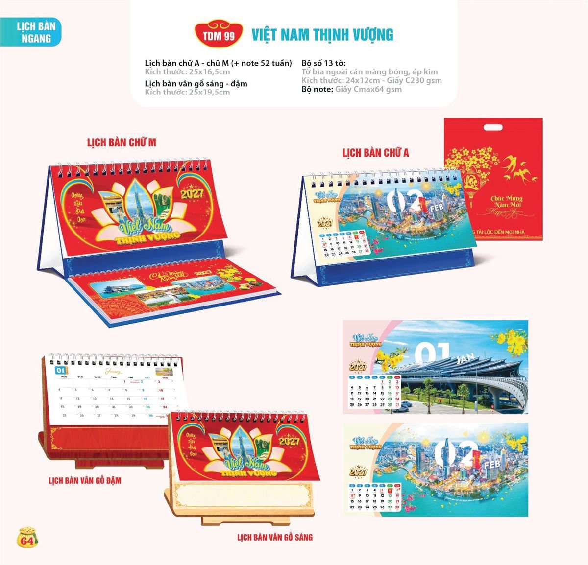 Lịch Bloc Siêu Cực Đại 2027 TDM61 Quà Tết Truyền Thống Gốm Sứ & Lịch