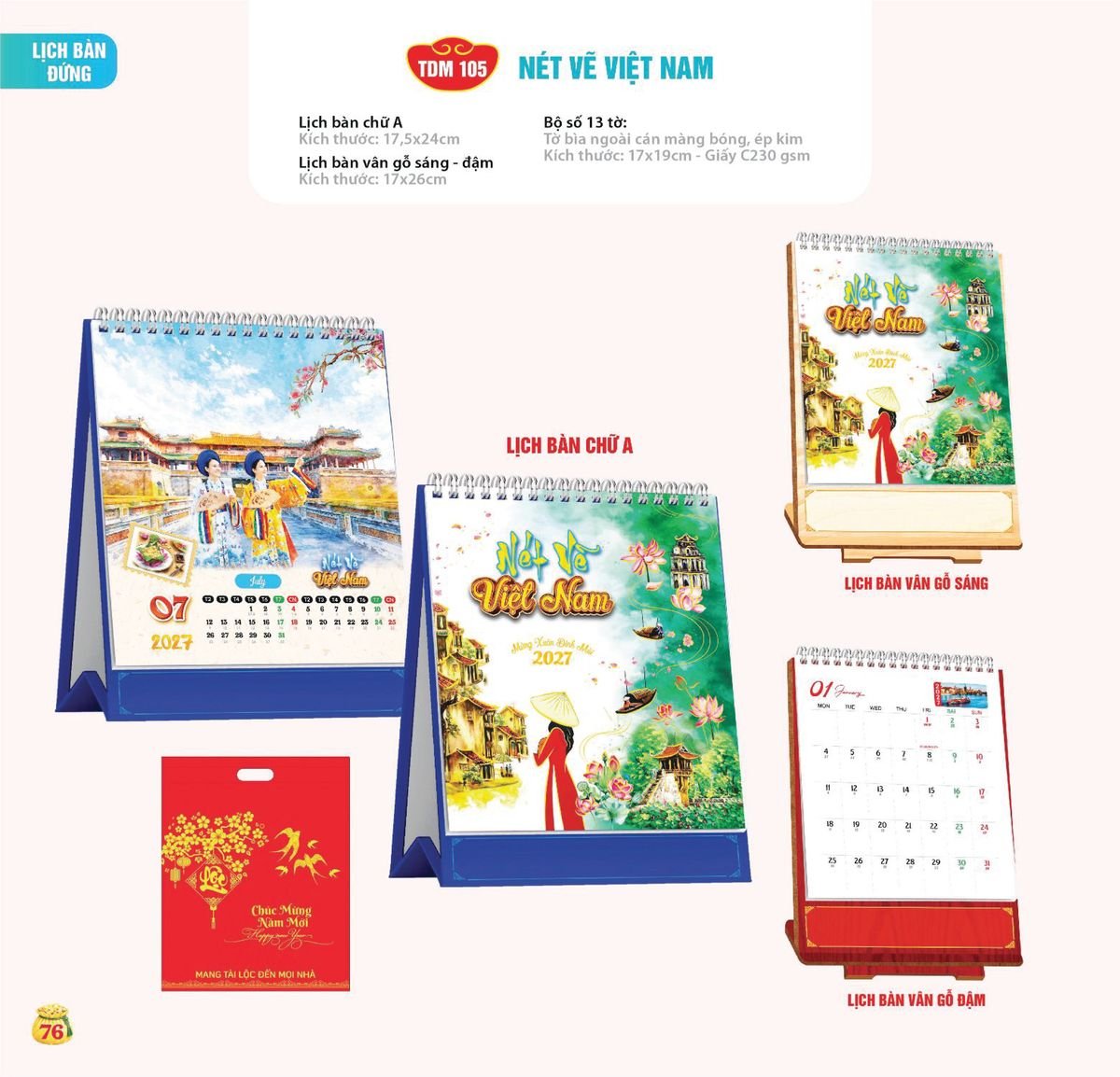 Lịch Bloc Siêu Cực Đại 2027 TDM73 Quà Tết Truyền Thống Gốm Sứ & Lịch