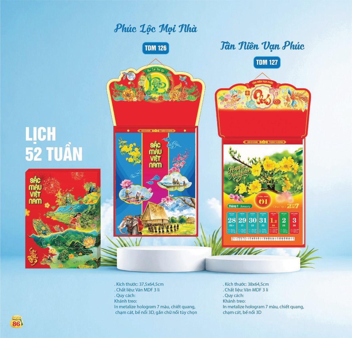 Lịch Bloc Siêu Cực Đại 2027 TDM83 Quà Tết Truyền Thống Gốm Sứ & Lịch