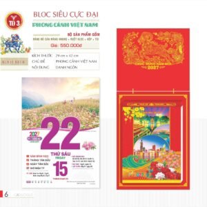 Lịch Bloc Siêu Cực Đại 2027 TD Mẫu TD3 (38 x 53 cm) Quà Tết Truyền Thống Gốm Sứ & Lịch in logo doanh nghiệp quà tặng Tết tại Gốm Sứ Bát Tràng & Quà Tết