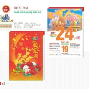Lịch Bloc 2027 TD Mẫu TD31 (29 x 41 cm) Quà Tết Truyền Thống Gốm Sứ & Lịch in logo doanh nghiệp quà tặng Tết tại Gốm Sứ Bát Tràng & Quà Tết