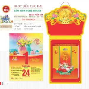 Lịch Bloc Siêu Cực Đại 2027 TD Mẫu TD4 (38 x 53 cm) Quà Tết Truyền Thống Gốm Sứ & Lịch in logo doanh nghiệp quà tặng Tết tại Gốm Sứ Bát Tràng & Quà Tết
