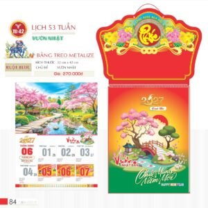 Lịch Treo Tường Lò Xo 2027 TD Mẫu TD42 (40 x 60 cm) Quà Tết Truyền Thống Gốm Sứ & Lịch in logo doanh nghiệp quà tặng Tết tại Gốm Sứ Bát Tràng & Quà Tết