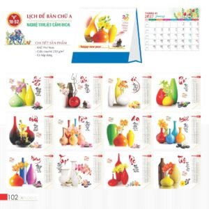 Lịch Bàn Chữ A 2027 TD Mẫu TD52 (19 x 19cm) Quà Tết Truyền Thống Gốm Sứ & Lịch in logo doanh nghiệp quà tặng Tết tại Gốm Sứ Bát Tràng & Quà Tết