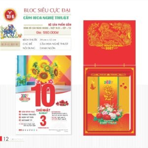 Lịch Bloc Siêu Cực Đại 2027 TD Mẫu TD6 (38 x 53 cm) Quà Tết Truyền Thống Gốm Sứ & Lịch in logo doanh nghiệp quà tặng Tết tại Gốm Sứ Bát Tràng & Quà Tết