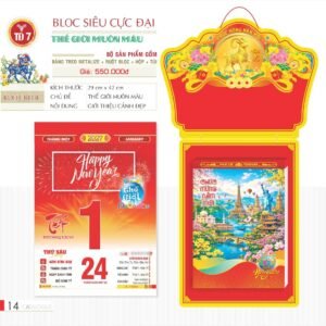 Lịch Bloc Siêu Cực Đại 2027 TD Mẫu TD7 (38 x 53 cm) Quà Tết Truyền Thống Gốm Sứ & Lịch in logo doanh nghiệp quà tặng Tết tại Gốm Sứ Bát Tràng & Quà Tết