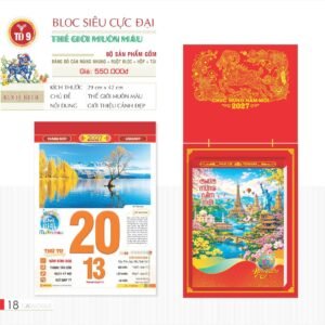 Lịch Bloc Siêu Cực Đại 2027 TD Mẫu TD9 (38 x 53 cm) Quà Tết Truyền Thống Gốm Sứ & Lịch in logo doanh nghiệp quà tặng Tết tại Gốm Sứ Bát Tràng & Quà Tết
