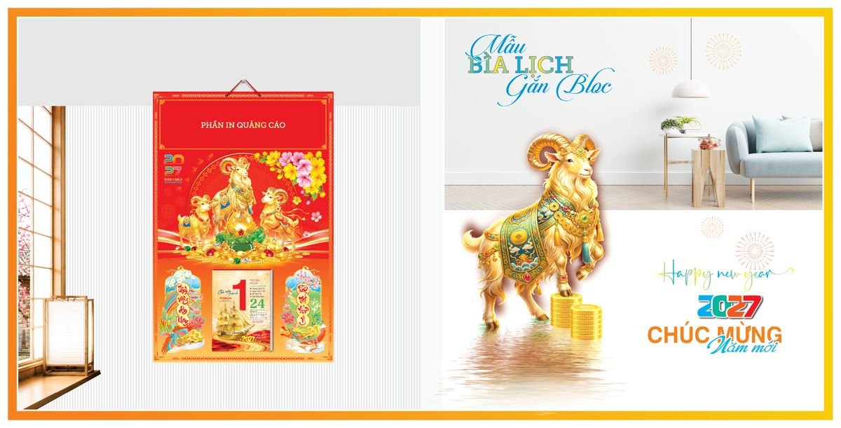 Bìa Lịch Treo Gắn Bloc TPNBIA01 Quà Tết Truyền Thống Gốm Sứ & Lịch