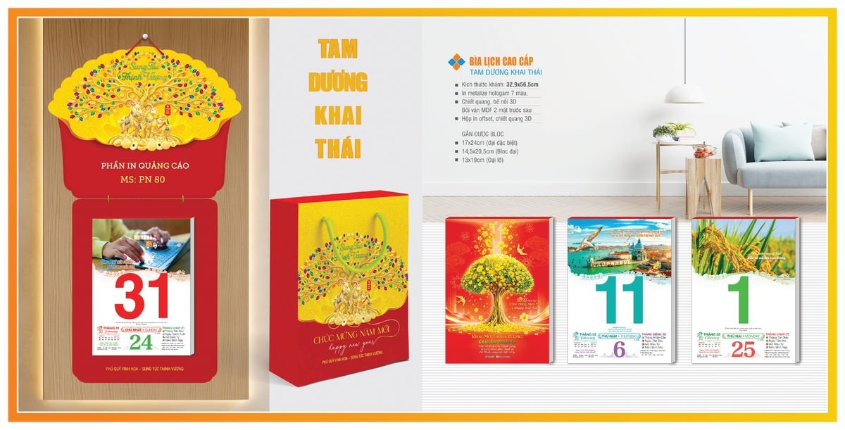 Bìa Lịch Treo Gắn Bloc TPNBIA02 Quà Tết Truyền Thống Gốm Sứ & Lịch