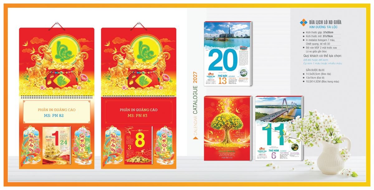 Bìa Lịch Treo Gắn Bloc TPNBIA04 Quà Tết Truyền Thống Gốm Sứ & Lịch