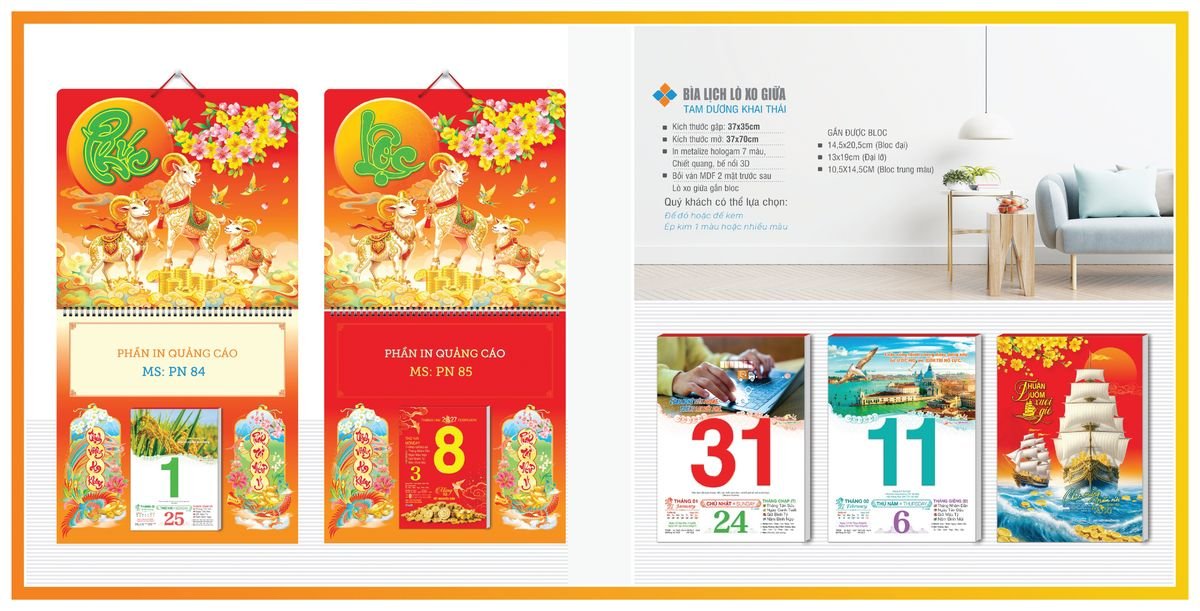 Bìa Lịch Treo Gắn Bloc TPNBIA05 Quà Tết Truyền Thống Gốm Sứ & Lịch