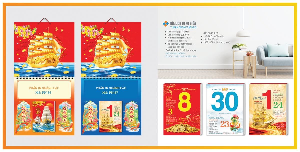 Bìa Lịch Treo Gắn Bloc TPNBIA06 Quà Tết Truyền Thống Gốm Sứ & Lịch