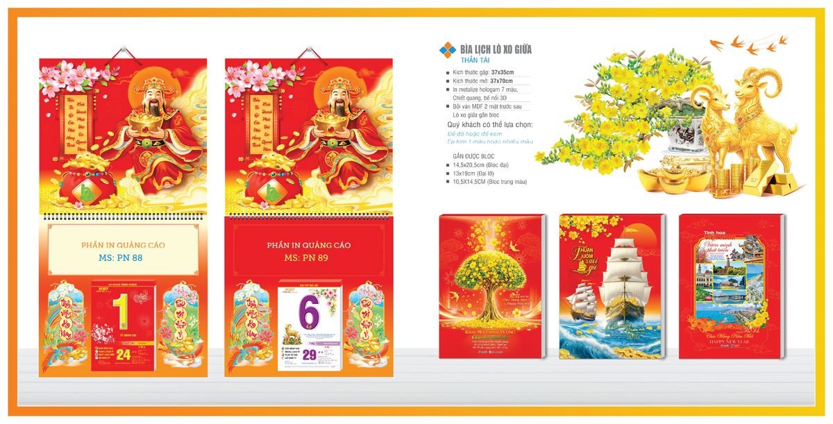 Bìa Lịch Treo Gắn Bloc TPNBIA07 Quà Tết Truyền Thống Gốm Sứ & Lịch