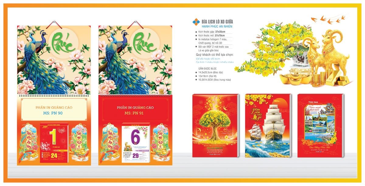 Bìa Lịch Treo Gắn Bloc TPNBIA08 Quà Tết Truyền Thống Gốm Sứ & Lịch