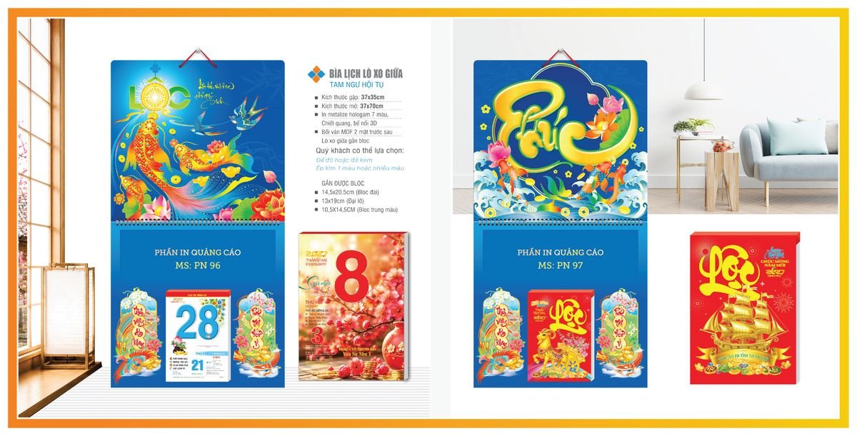 Bìa Lịch Treo Gắn Bloc TPNBIA11 Quà Tết Truyền Thống Gốm Sứ & Lịch