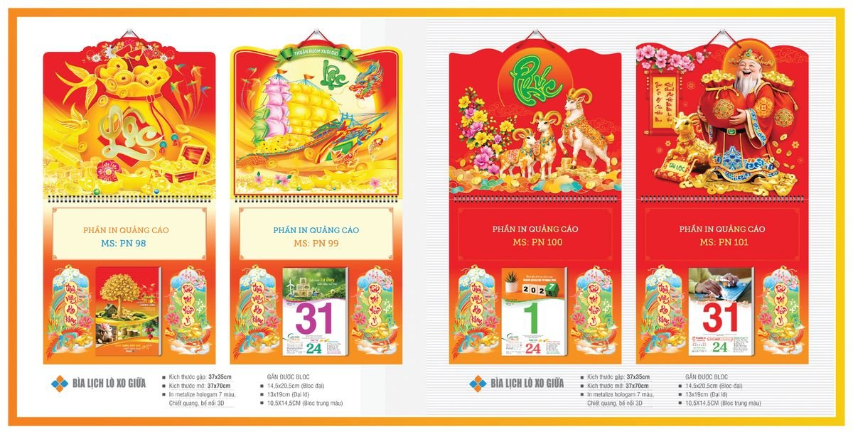 Bìa Lịch Treo Gắn Bloc TPNBIA12 Quà Tết Truyền Thống Gốm Sứ & Lịch