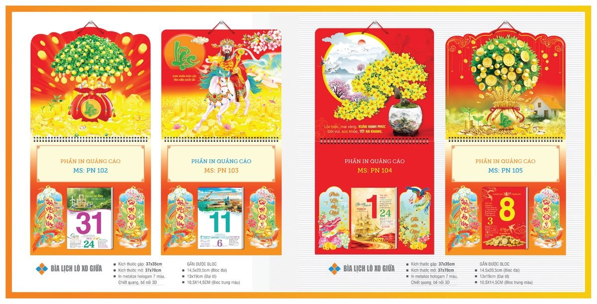 Bìa Lịch Treo Gắn Bloc TPNBIA13 Quà Tết Truyền Thống Gốm Sứ & Lịch