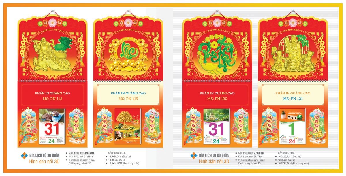 Bìa Lịch Treo Gắn Bloc TPNBIA17 Quà Tết Truyền Thống Gốm Sứ & Lịch