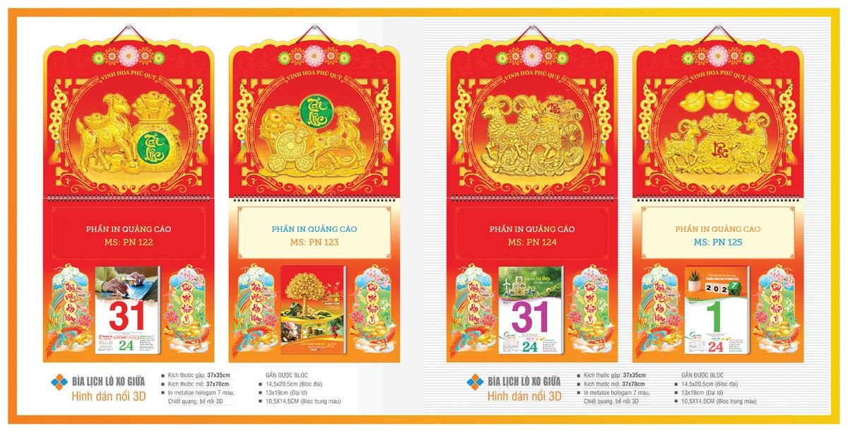 Bìa Lịch Treo Gắn Bloc TPNBIA18 Quà Tết Truyền Thống Gốm Sứ & Lịch