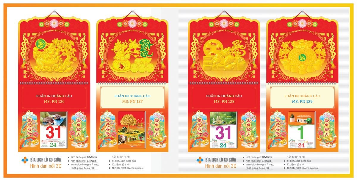 Bìa Lịch Treo Gắn Bloc TPNBIA19 Quà Tết Truyền Thống Gốm Sứ & Lịch