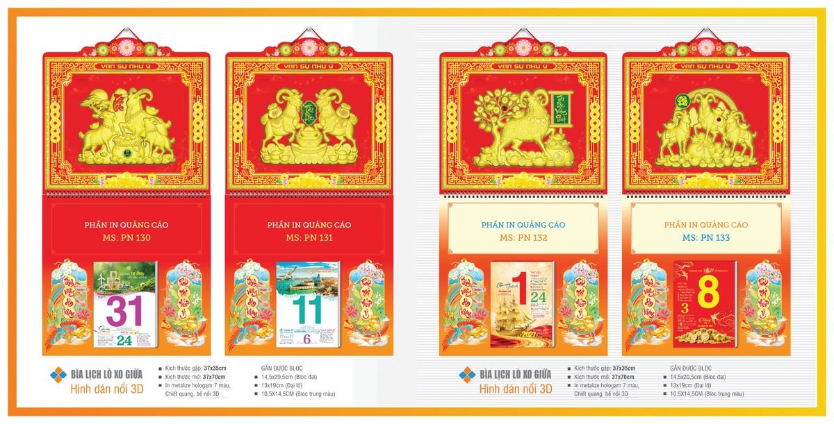 Bìa Lịch Treo Gắn Bloc TPNBIA20 Quà Tết Truyền Thống Gốm Sứ & Lịch