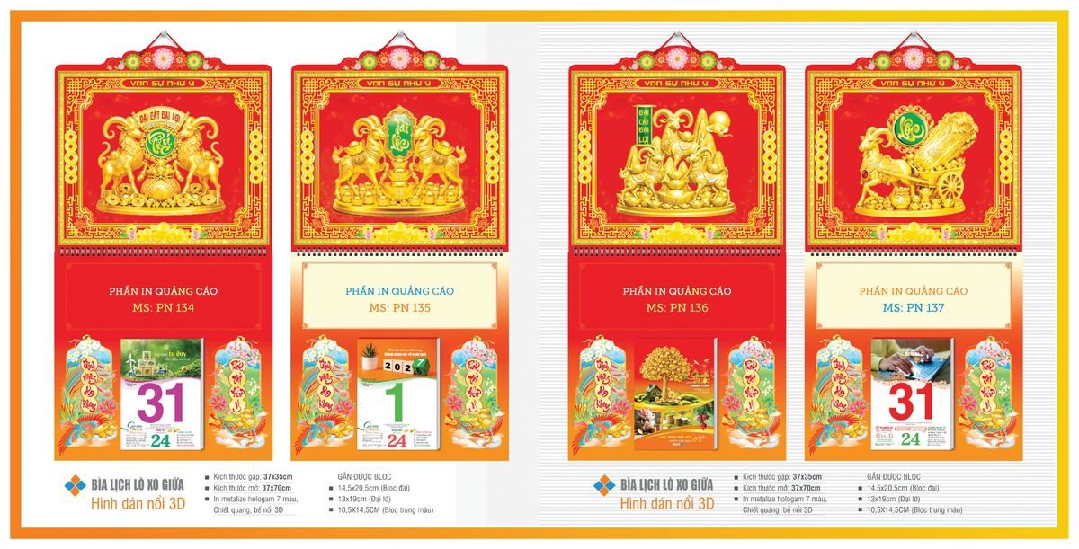Bìa Lịch Treo Gắn Bloc TPNBIA21 Quà Tết Truyền Thống Gốm Sứ & Lịch