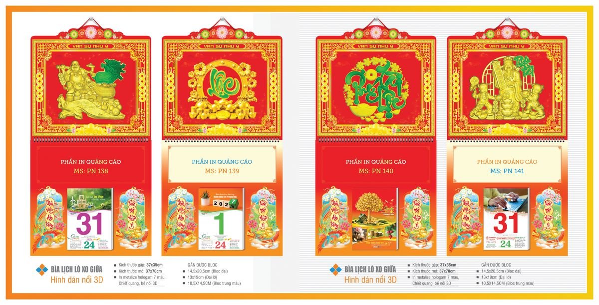 Bìa Lịch Treo Gắn Bloc TPNBIA22 Quà Tết Truyền Thống Gốm Sứ & Lịch