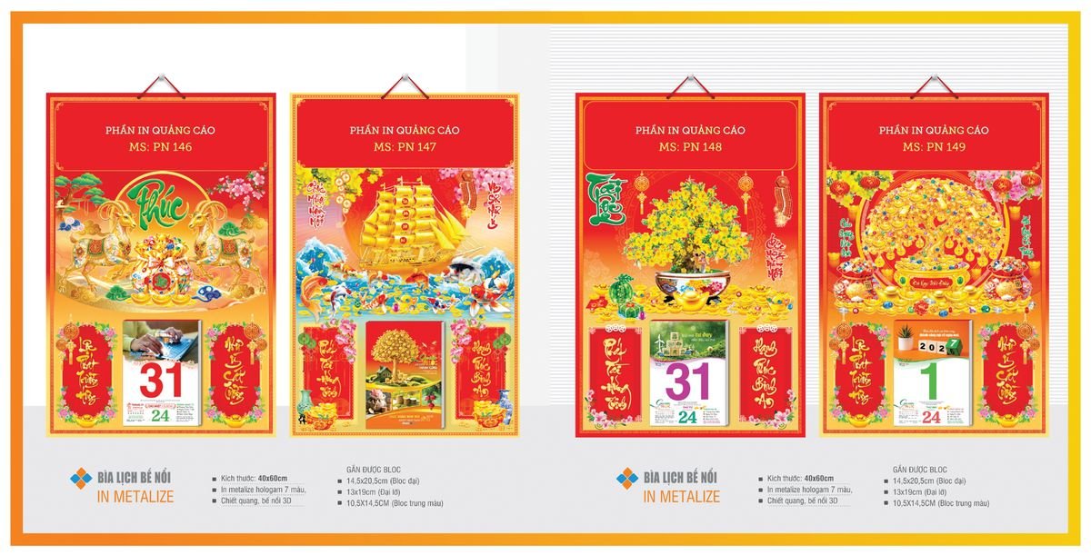 Bìa Lịch Treo Gắn Bloc TPNBIA24 Quà Tết Truyền Thống Gốm Sứ & Lịch