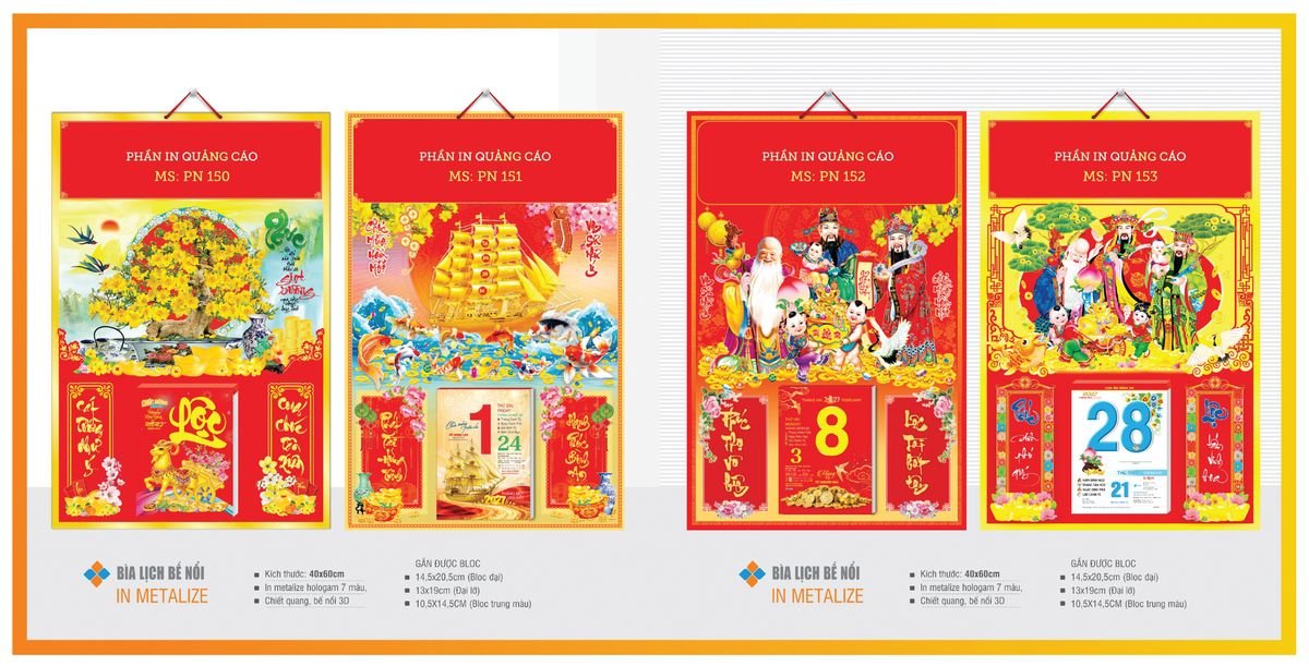 Bìa Lịch Treo Gắn Bloc TPNBIA25 Quà Tết Truyền Thống Gốm Sứ & Lịch