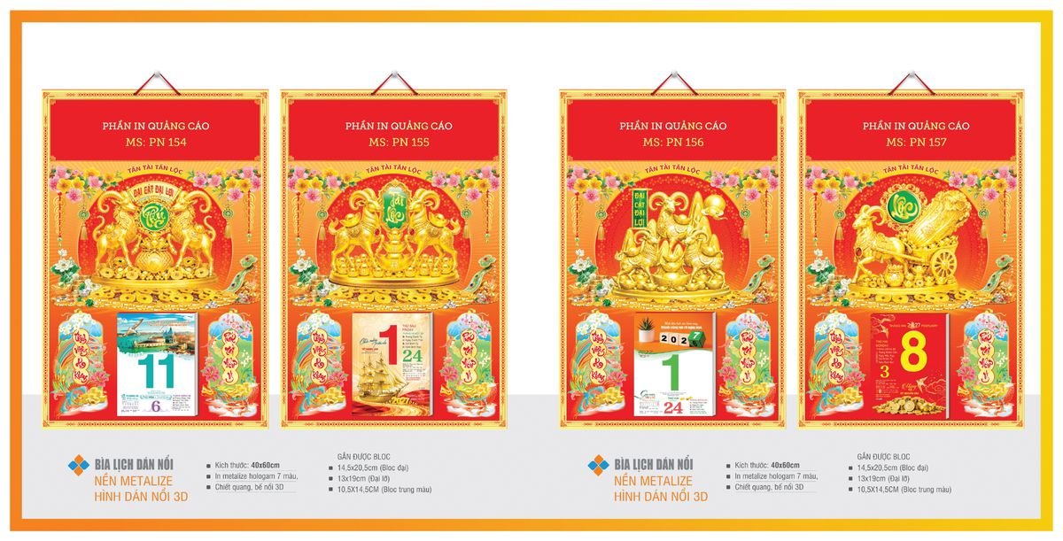 Bìa Lịch Treo Gắn Bloc TPNBIA26 Quà Tết Truyền Thống Gốm Sứ & Lịch