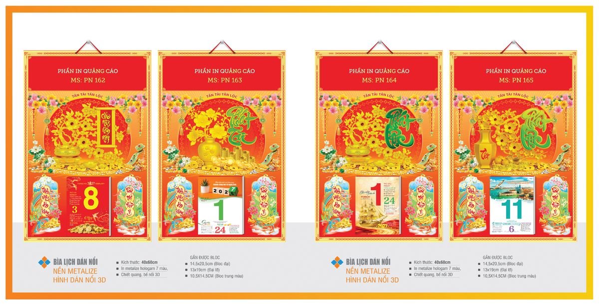 Bìa Lịch Treo Gắn Bloc TPNBIA28 Quà Tết Truyền Thống Gốm Sứ & Lịch