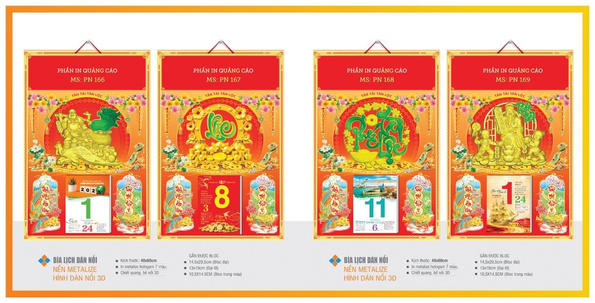 Bìa Lịch Treo Gắn Bloc TPNBIA29 Quà Tết Truyền Thống Gốm Sứ & Lịch