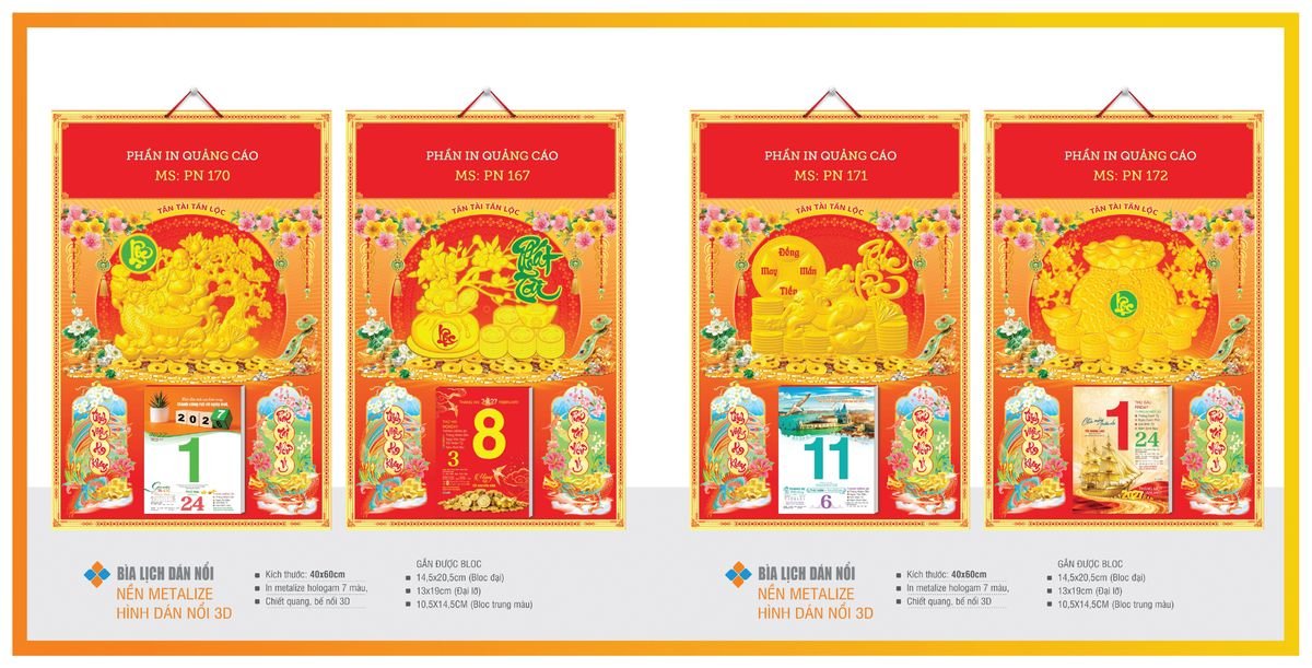 Bìa Lịch Treo Gắn Bloc TPNBIA30 Quà Tết Truyền Thống Gốm Sứ & Lịch