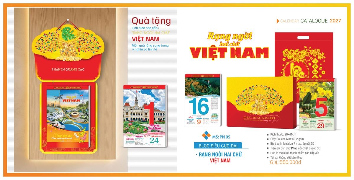 Lịch Bloc TPN 2027 TPNBLOC07 Quà Tết Truyền Thống Gốm Sứ & Lịch