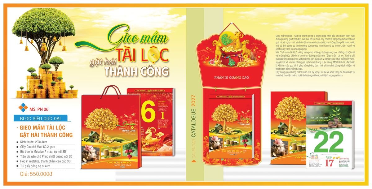 Lịch Bloc TPN 2027 TPNBLOC08 Quà Tết Truyền Thống Gốm Sứ & Lịch