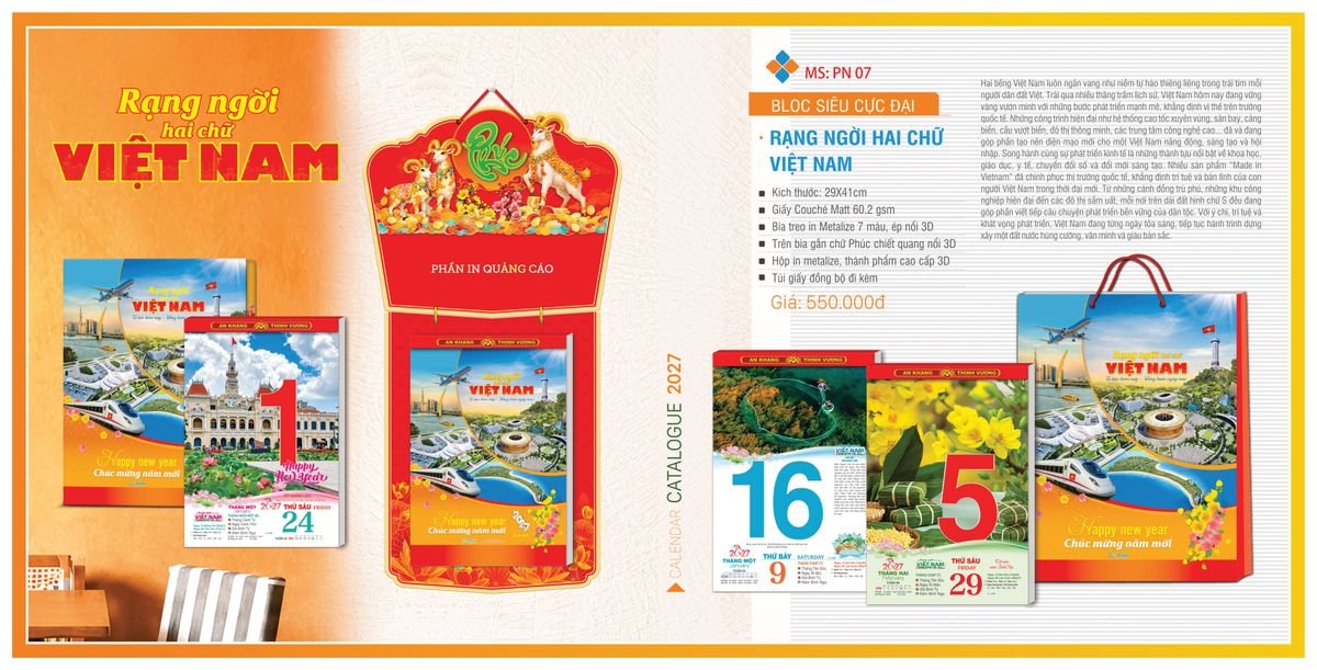 Lịch Bloc TPN 2027 TPNBLOC09 Quà Tết Truyền Thống Gốm Sứ & Lịch