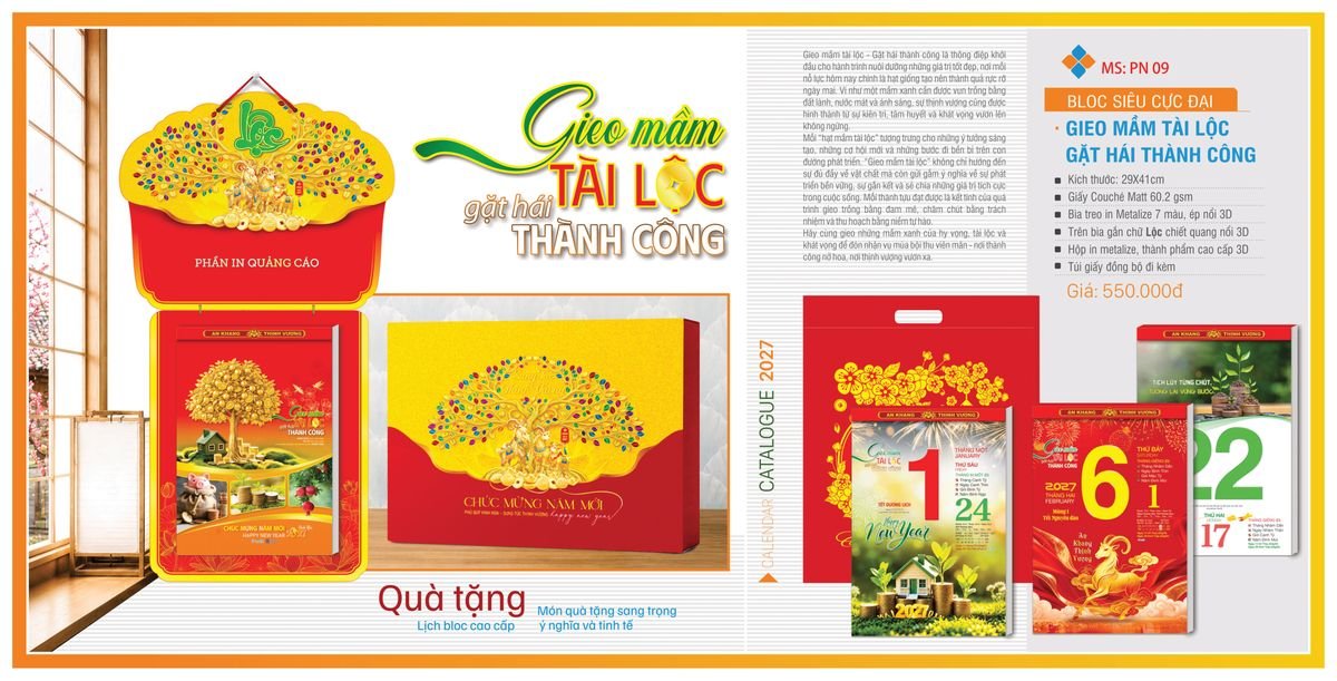 Lịch Bloc TPN 2027 TPNBLOC11 Quà Tết Truyền Thống Gốm Sứ & Lịch