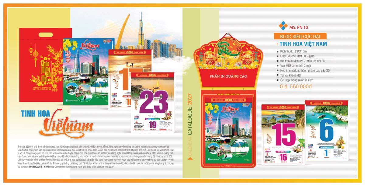 Lịch Bloc TPN 2027 TPNBLOC12 Quà Tết Truyền Thống Gốm Sứ & Lịch