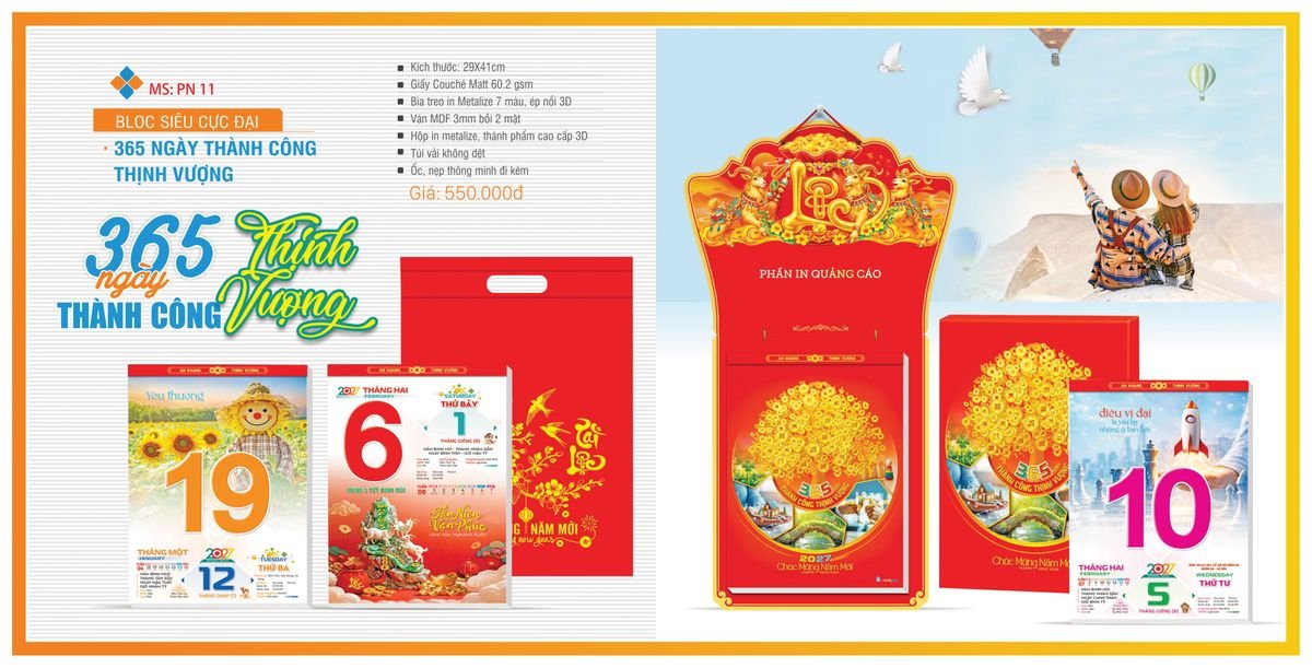 Lịch Bloc TPN 2027 TPNBLOC13 Quà Tết Truyền Thống Gốm Sứ & Lịch
