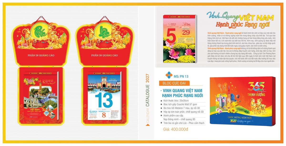 Lịch Bloc TPN 2027 TPNBLOC16 Quà Tết Truyền Thống Gốm Sứ & Lịch